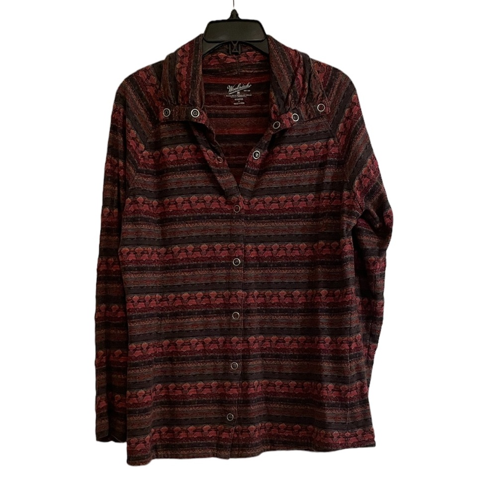 WOOLRICH Plaid Print Button Down 100% Cotton Sweater Jacket